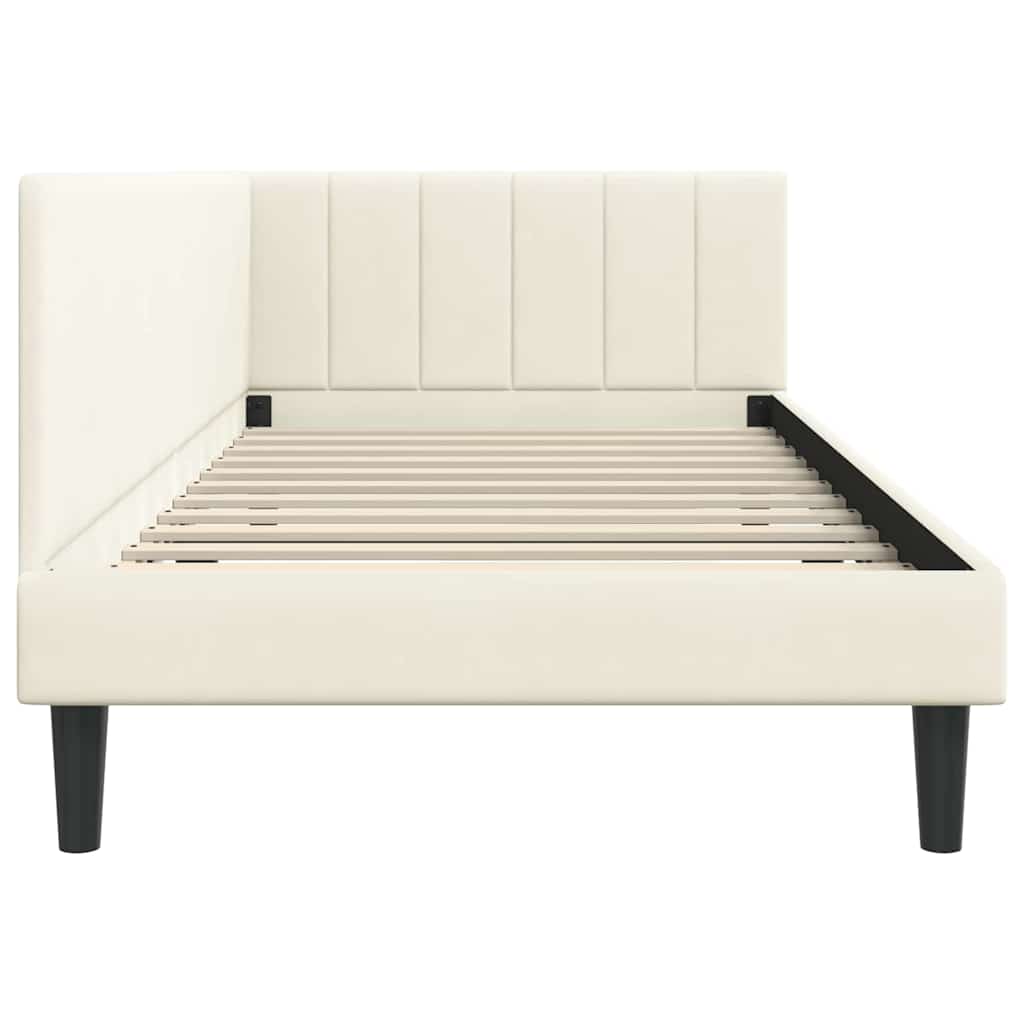 vidaXL Rama łóżka narożnego Kremowy 90 cm x 190 cm Aksamit
