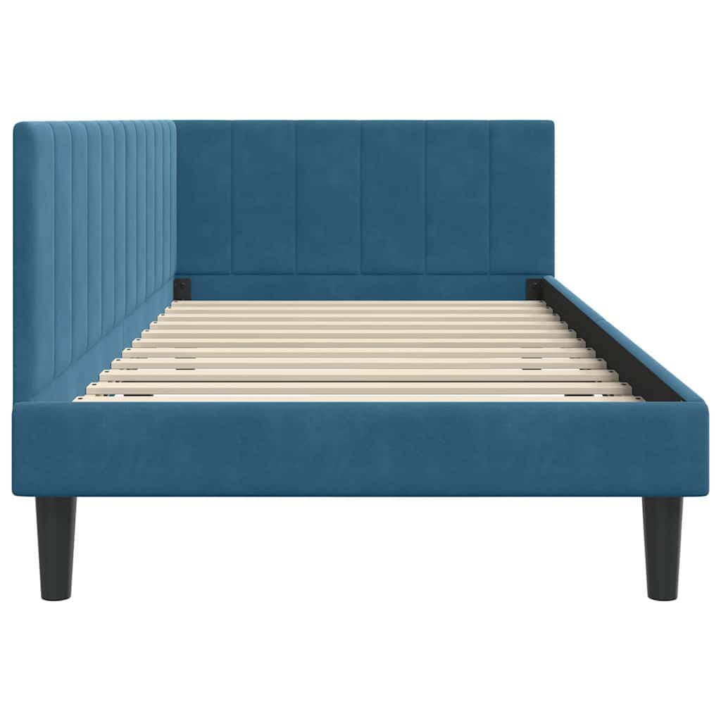 vidaXL Rama łóżka narożnego Niebieski 90 cm x 200 cm Aksamit