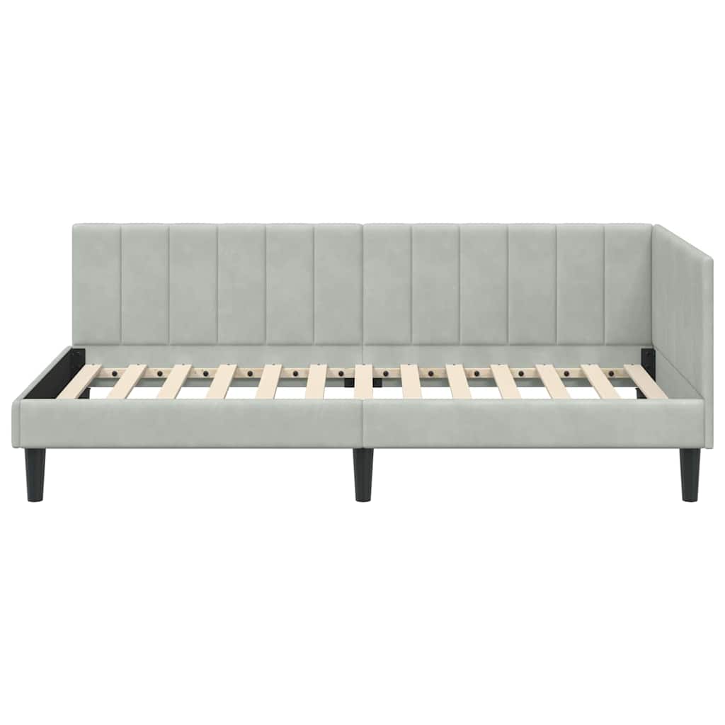 vidaXL Rama łóżka narożnego Jasnoszary 90 cm x 200 cm Aksamit