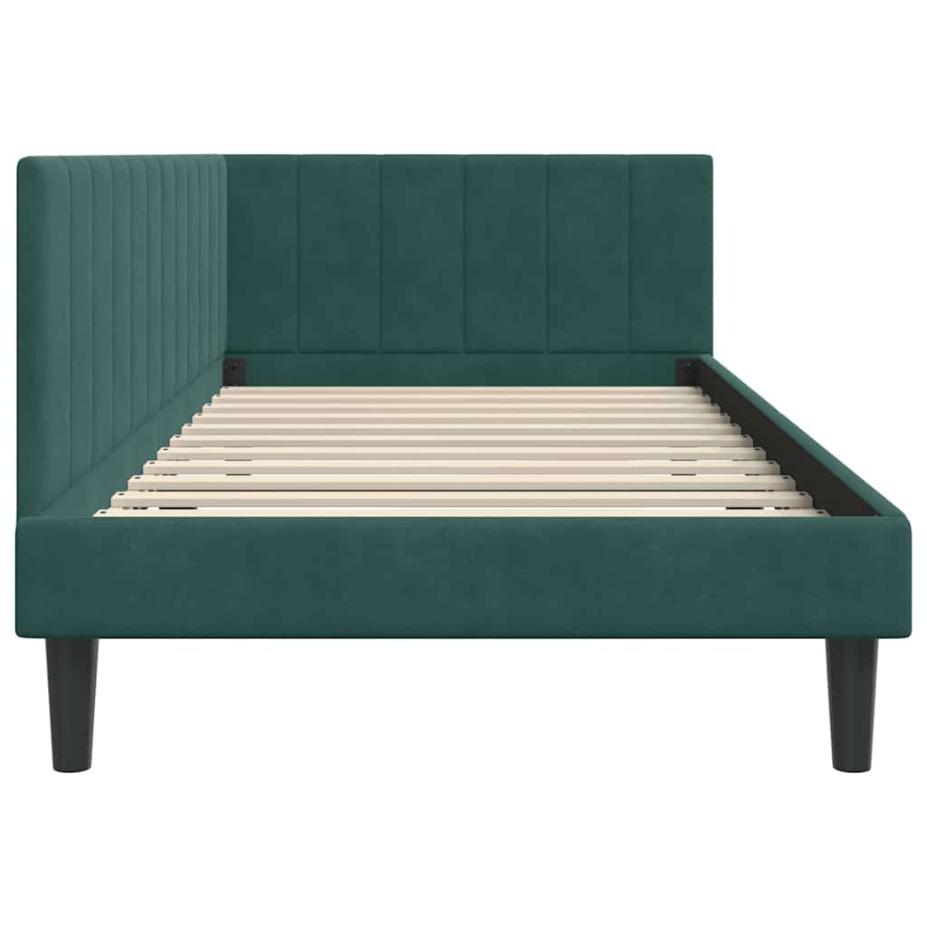 vidaXL Rama łóżka narożnego Ciemna zieleń 90 cm x 200 cm Aksamit