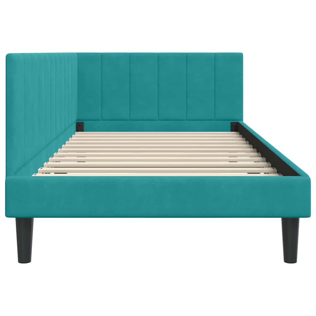 vidaXL Rama łóżka narożnego Turkusowy 90 cm x 200 cm Aksamit