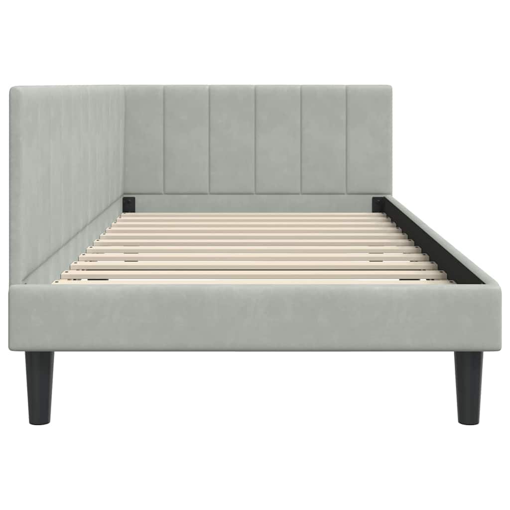 vidaXL Rama łóżka narożnego Jasnoszary 100 cm x 200 cm Aksamit