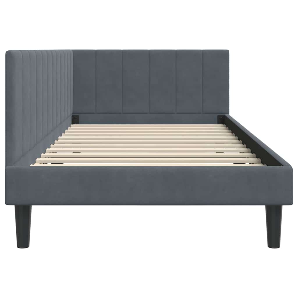 vidaXL Rama łóżka narożnego Ciemnoszary 100 cm x 200 cm Aksamit