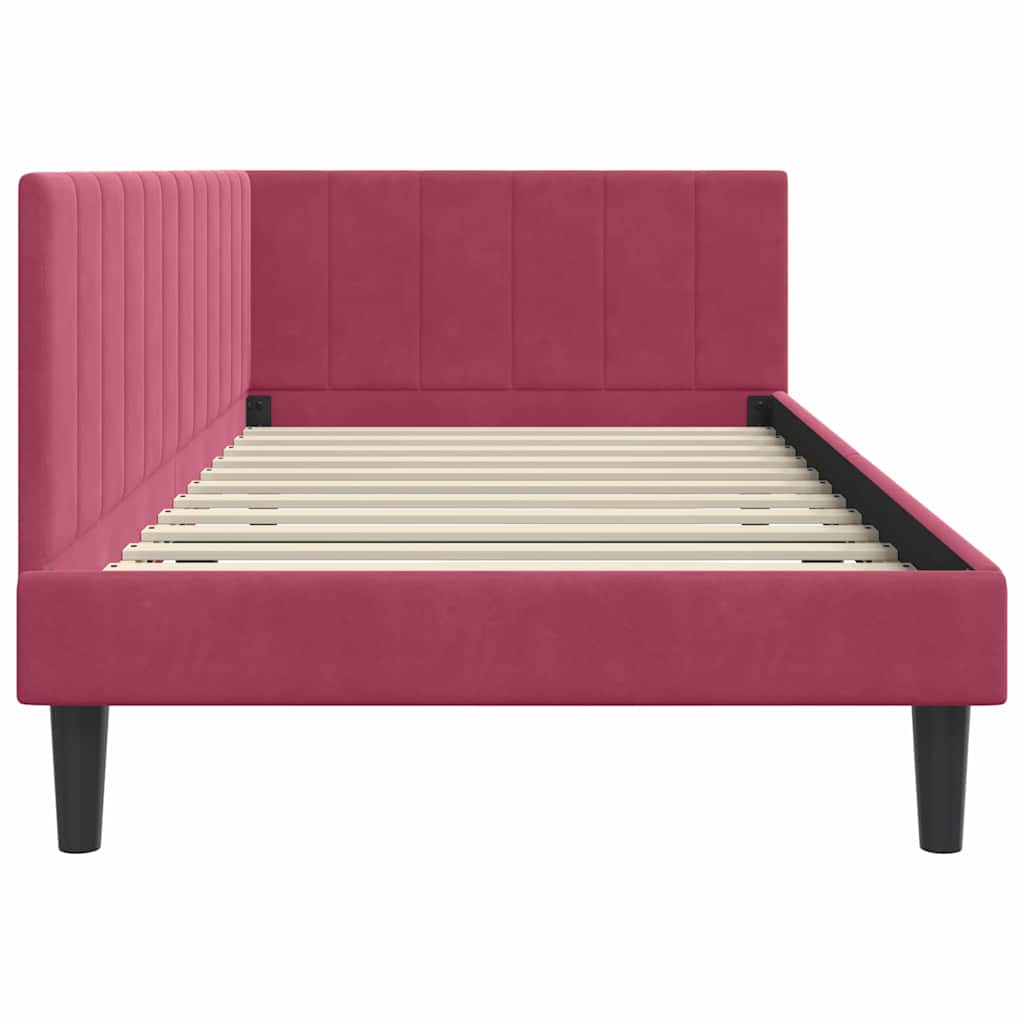 vidaXL Rama łóżka narożnego Czerwone wino 100 cm x 200 cm Aksamit
