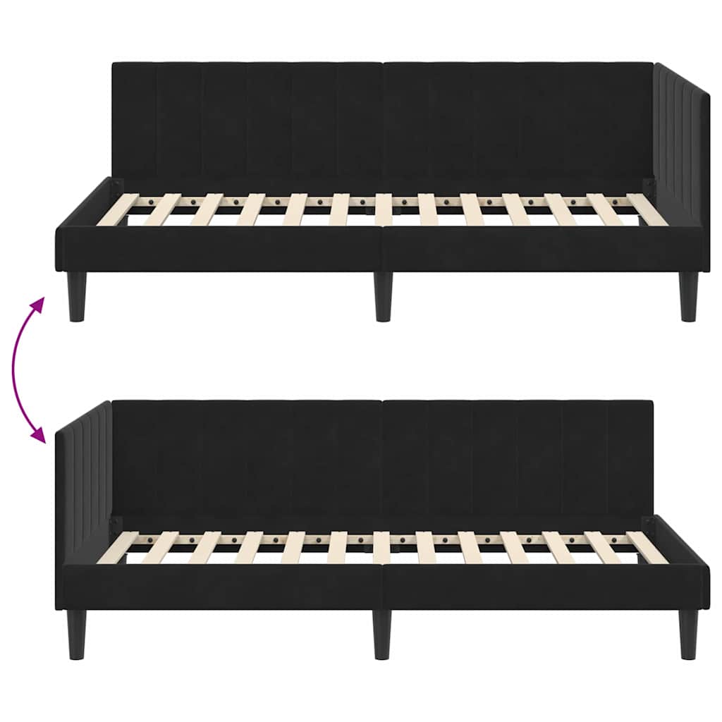 vidaXL Rama łóżka narożnego Czarny 100 cm x 200 cm Aksamit