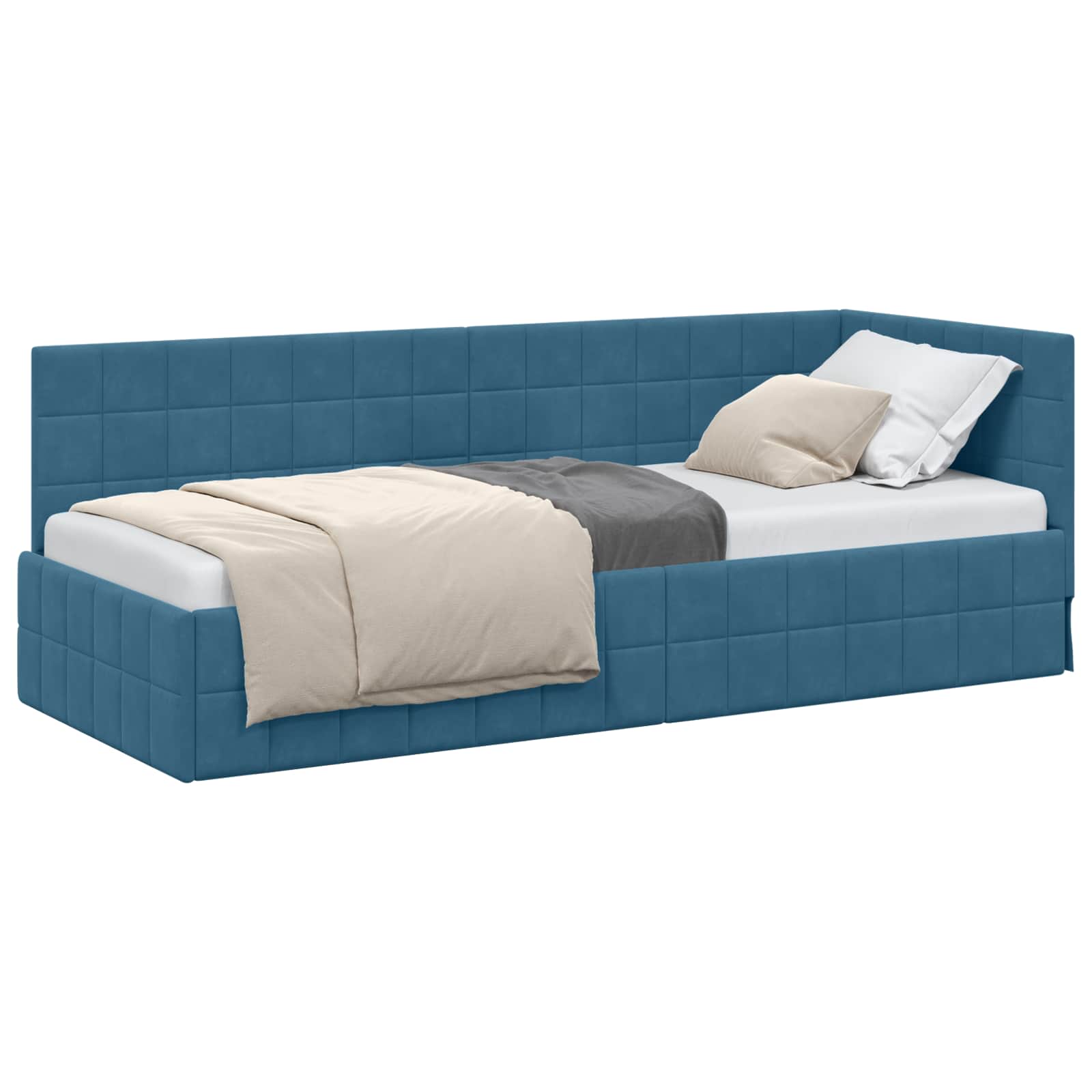 vidaXL Rama łóżka narożnego Niebieski 80 cm x 200 cm Aksamit
