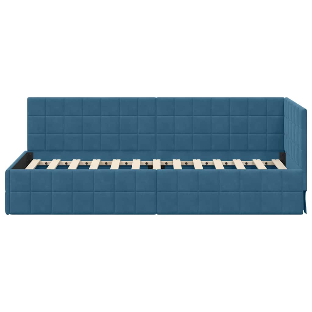 vidaXL Rama łóżka narożnego Niebieski 80 cm x 200 cm Aksamit