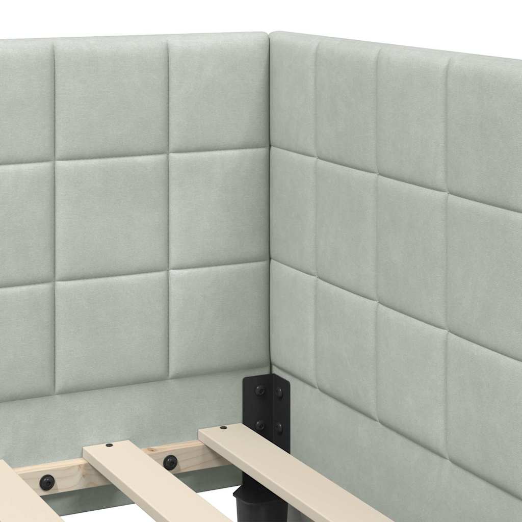 vidaXL Rama łóżka narożnego Jasnoszary 80 cm x 200 cm Aksamit
