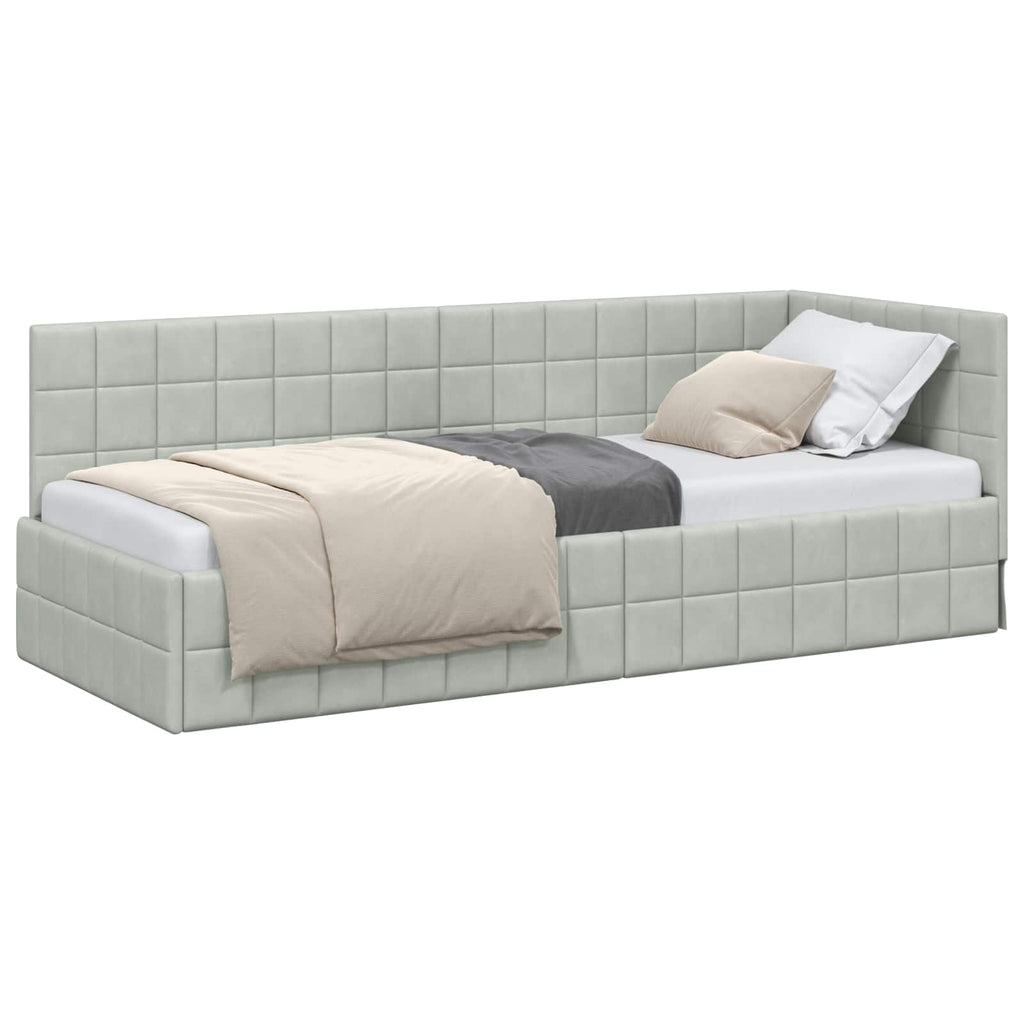 vidaXL Rama łóżka narożnego Jasnoszary 80 cm x 200 cm Aksamit