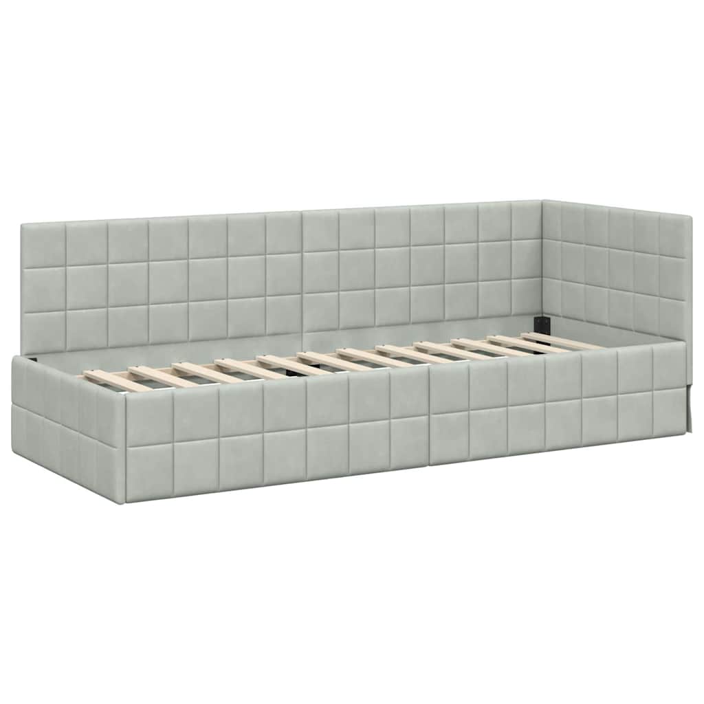 vidaXL Rama łóżka narożnego Jasnoszary 80 cm x 200 cm Aksamit