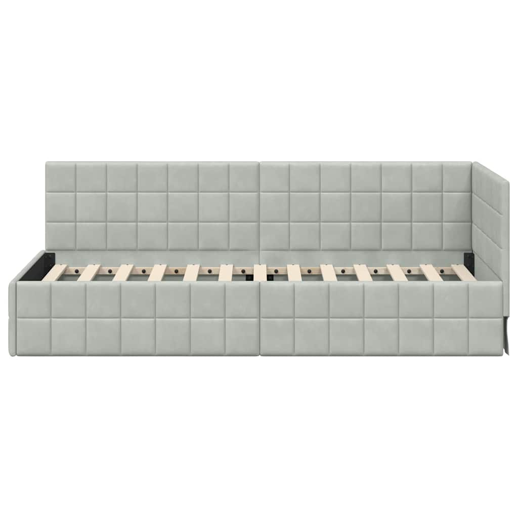 vidaXL Rama łóżka narożnego Jasnoszary 80 cm x 200 cm Aksamit