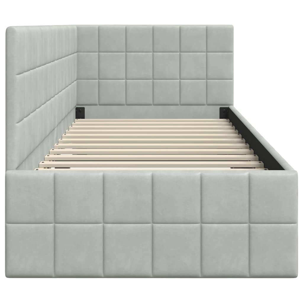 vidaXL Rama łóżka narożnego Jasnoszary 80 cm x 200 cm Aksamit