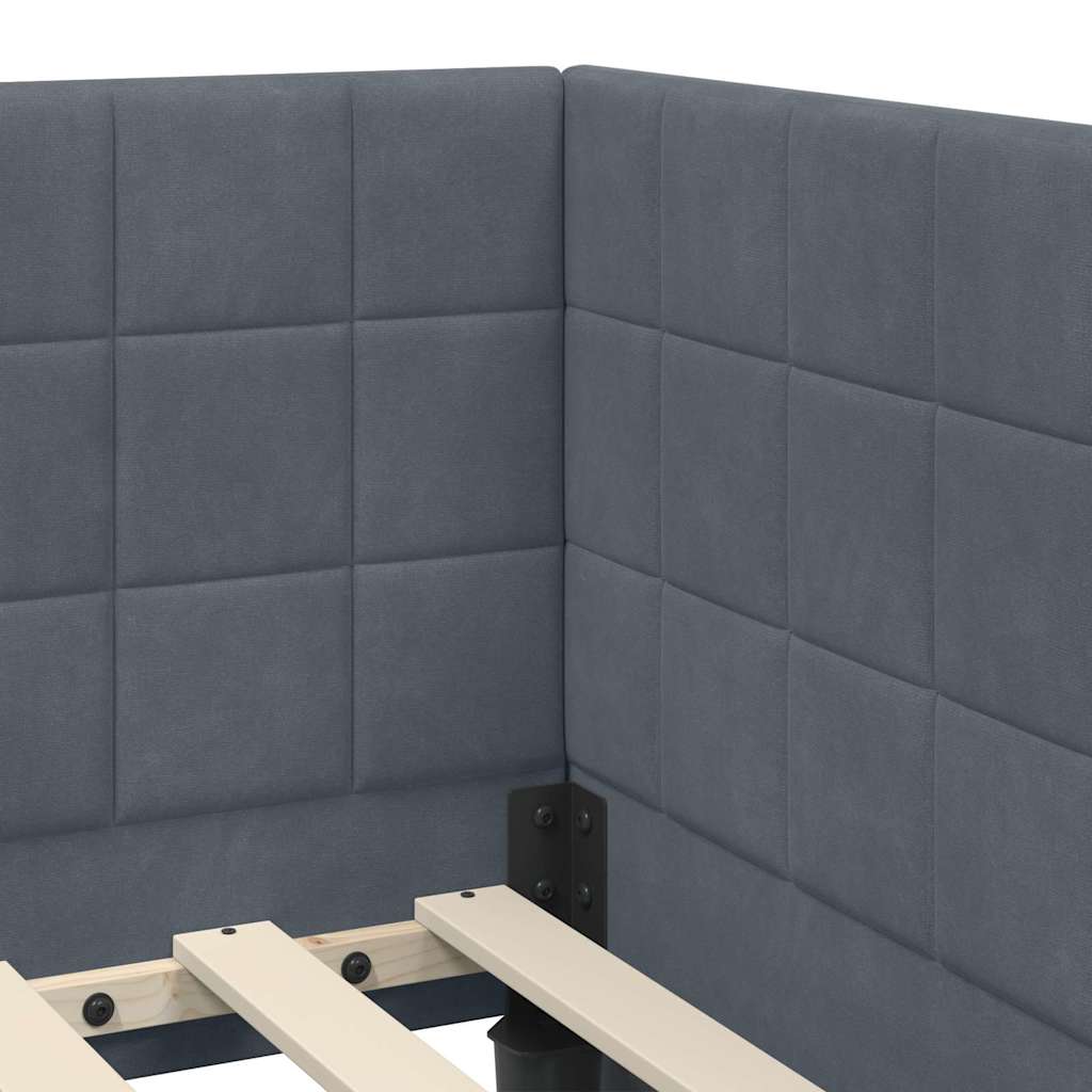 vidaXL Rama łóżka narożnego Ciemnoszary 80 cm x 200 cm Aksamit