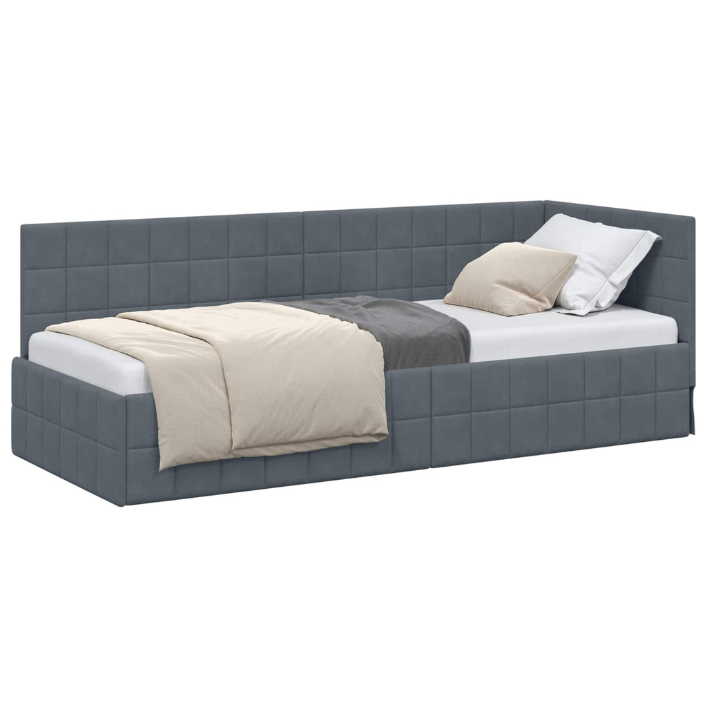 vidaXL Rama łóżka narożnego Ciemnoszary 80 cm x 200 cm Aksamit