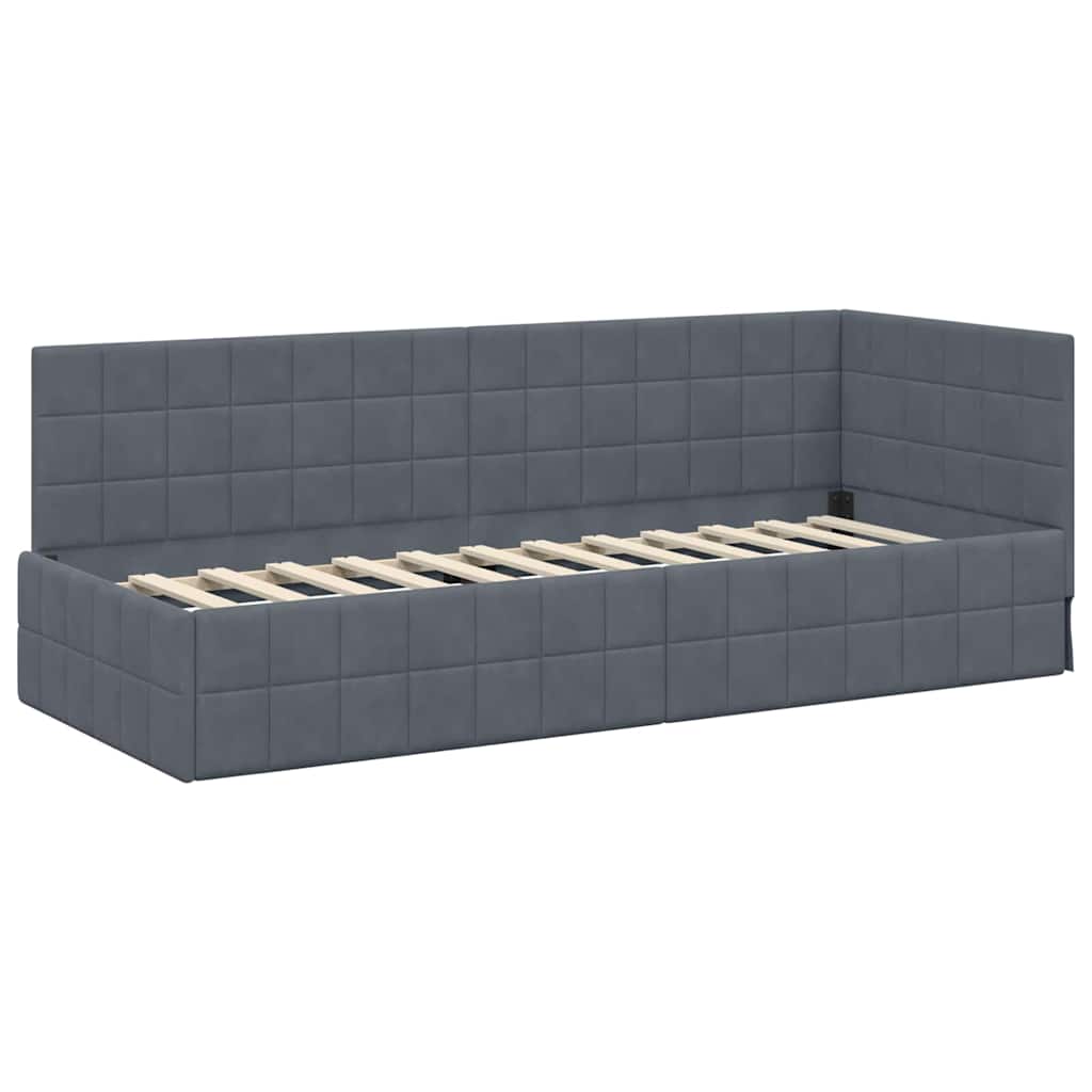 vidaXL Rama łóżka narożnego Ciemnoszary 80 cm x 200 cm Aksamit