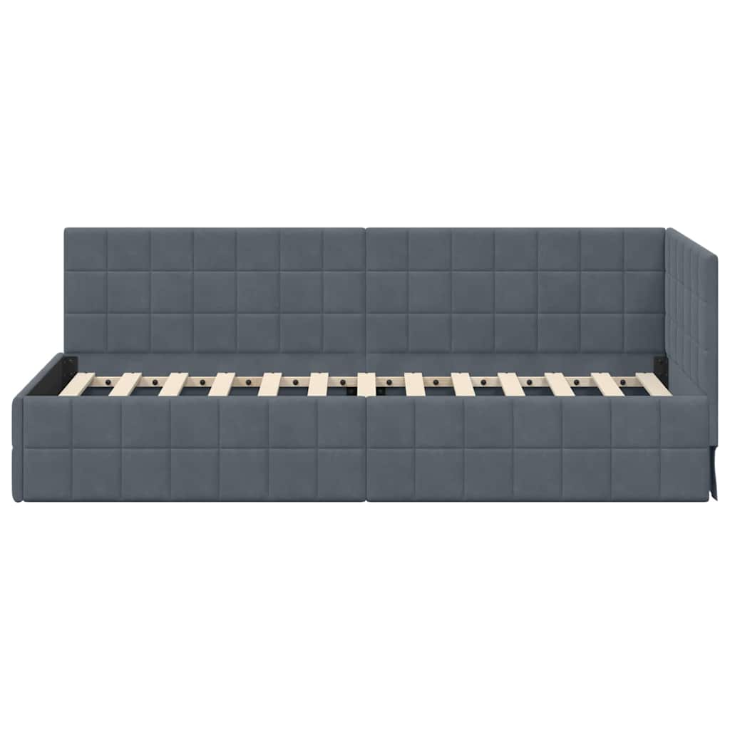 vidaXL Rama łóżka narożnego Ciemnoszary 80 cm x 200 cm Aksamit
