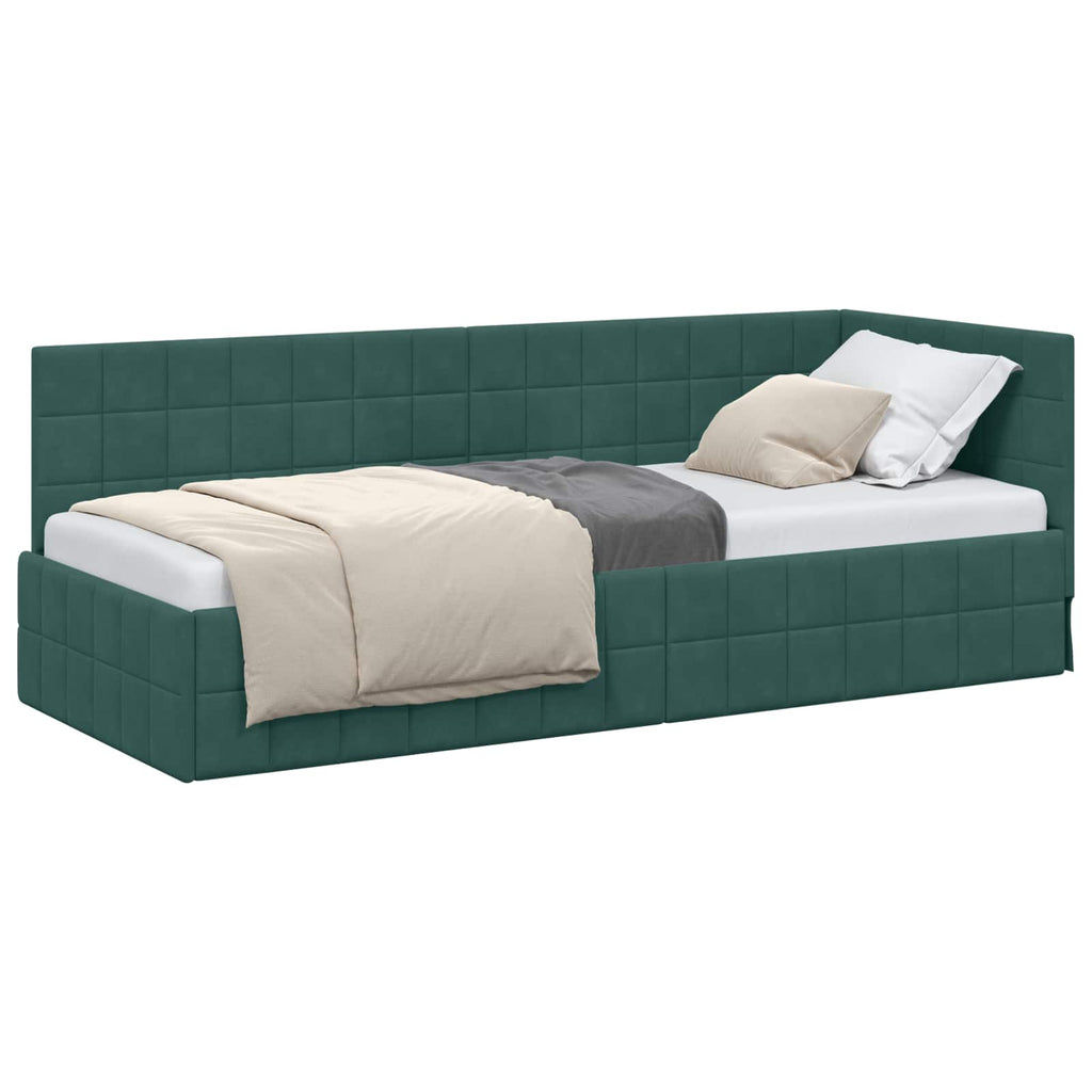 vidaXL Rama łóżka narożnego Ciemna zieleń 80 cm x 200 cm Aksamit