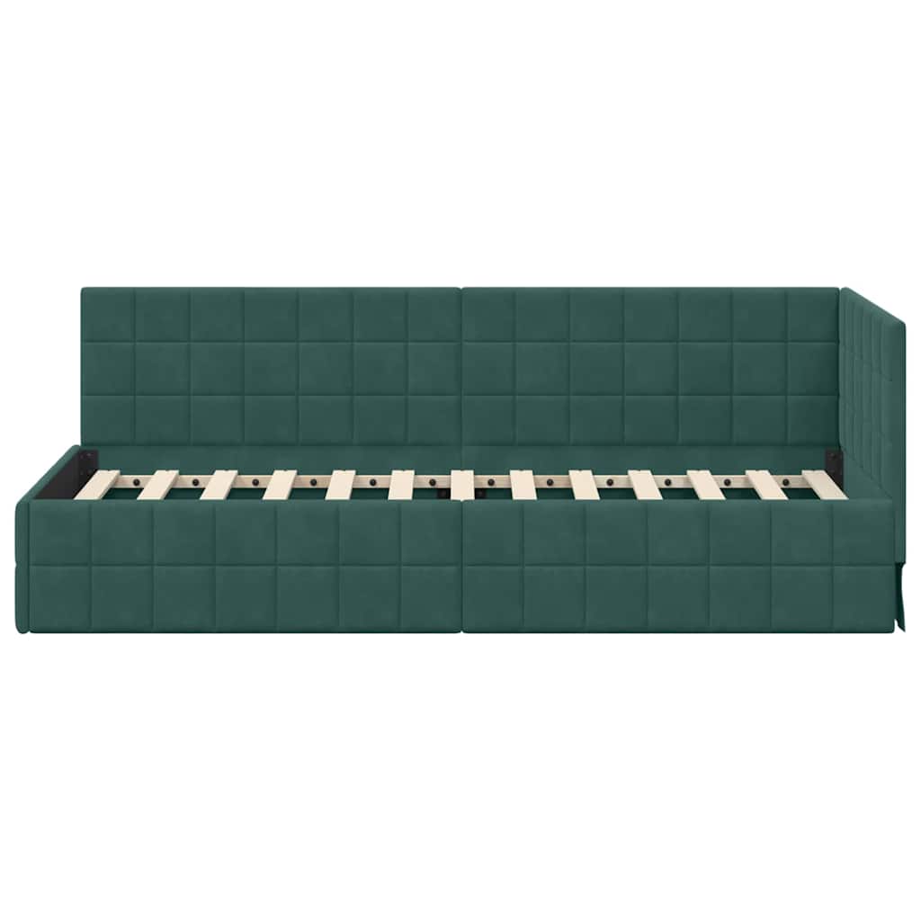 vidaXL Rama łóżka narożnego Ciemna zieleń 80 cm x 200 cm Aksamit