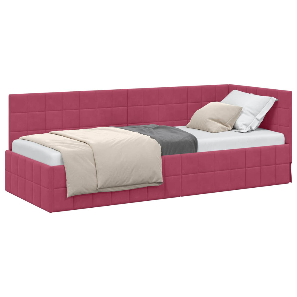 vidaXL Rama łóżka narożnego Czerwone wino 80 cm x 200 cm Aksamit