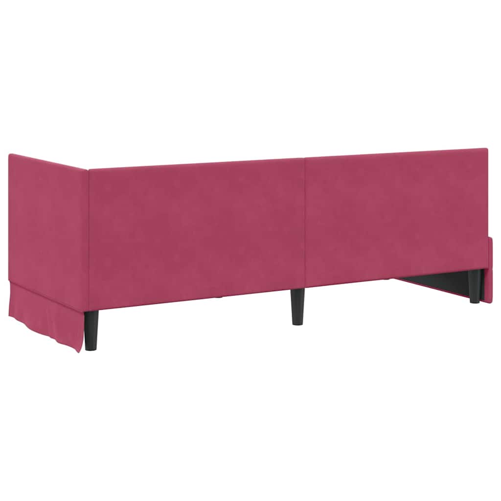 vidaXL Rama łóżka narożnego Czerwone wino 80 cm x 200 cm Aksamit