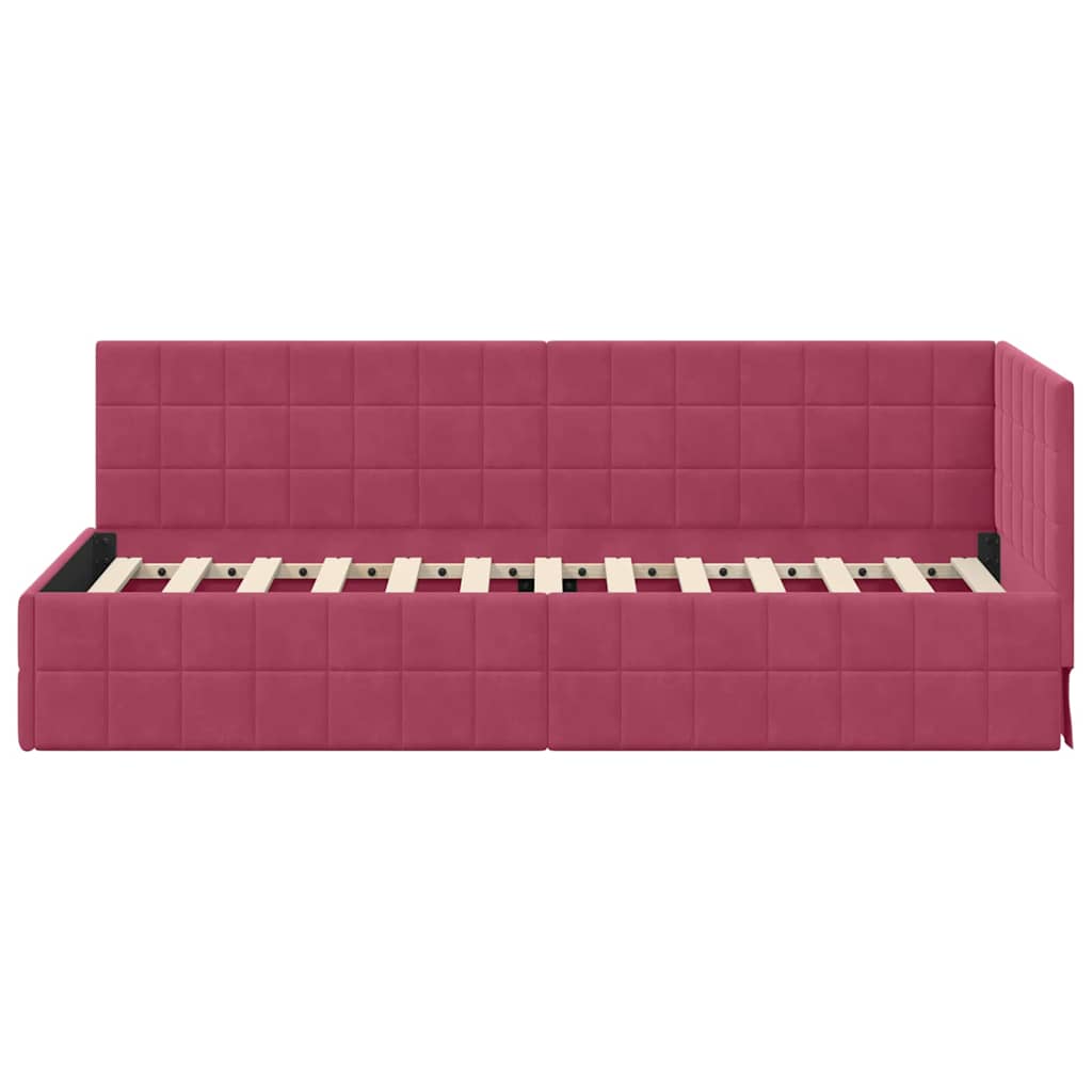 vidaXL Rama łóżka narożnego Czerwone wino 80 cm x 200 cm Aksamit