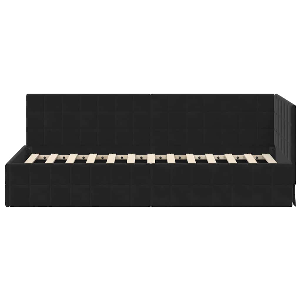 vidaXL Rama łóżka narożnego Z zagłówkiem Czarny 80 cm x 200 cm Aksamit