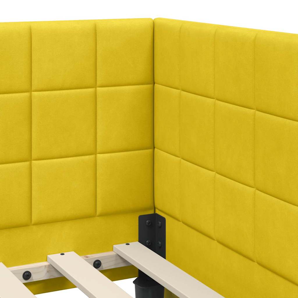 vidaXL Rama łóżka narożnego Z zagłówkiem Żółty 80 cm x 200 cm Aksamit