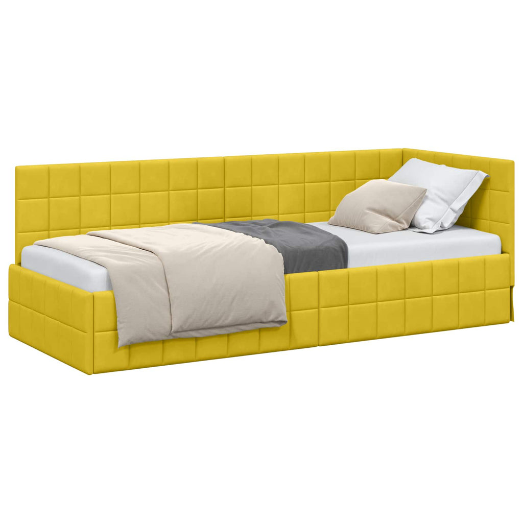 vidaXL Rama łóżka narożnego Z zagłówkiem Żółty 80 cm x 200 cm Aksamit