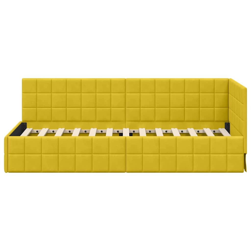 vidaXL Rama łóżka narożnego Z zagłówkiem Żółty 80 cm x 200 cm Aksamit
