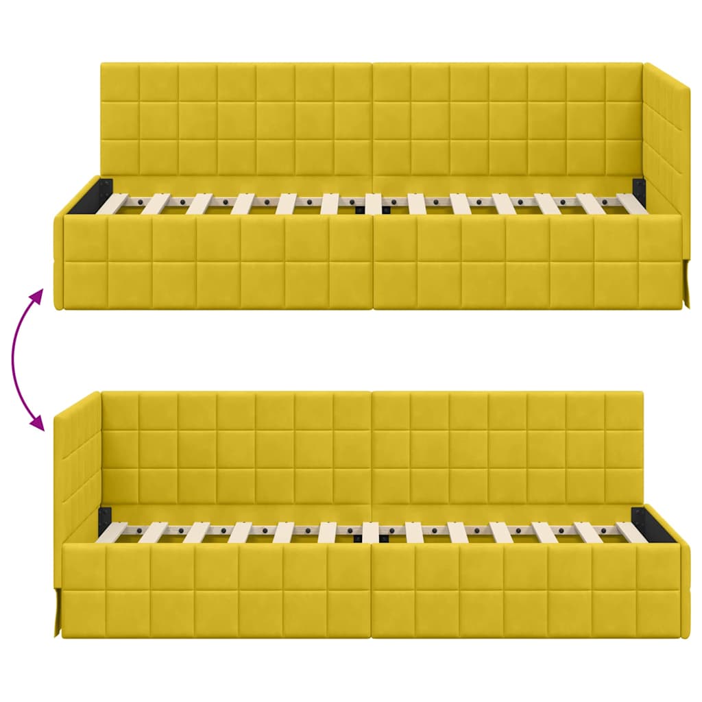 vidaXL Rama łóżka narożnego Z zagłówkiem Żółty 80 cm x 200 cm Aksamit