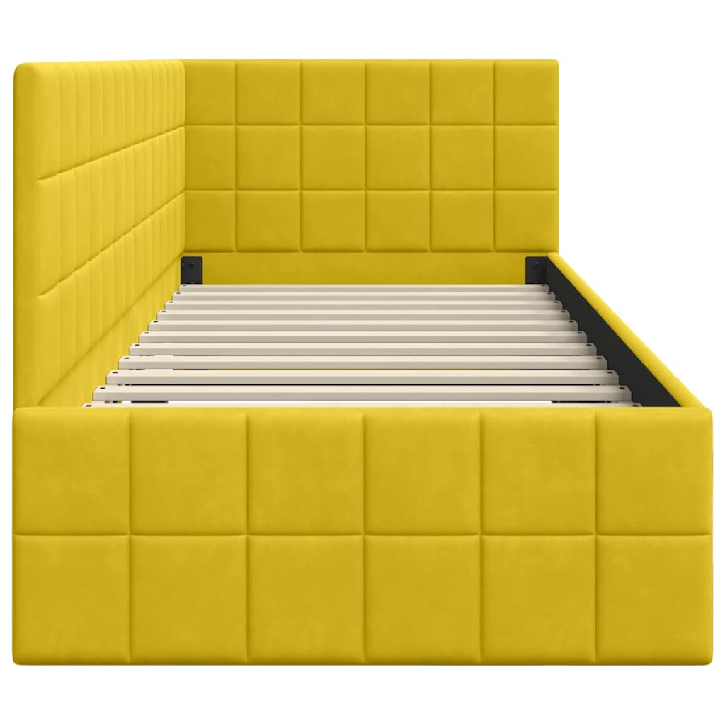 vidaXL Rama łóżka narożnego Z zagłówkiem Żółty 80 cm x 200 cm Aksamit