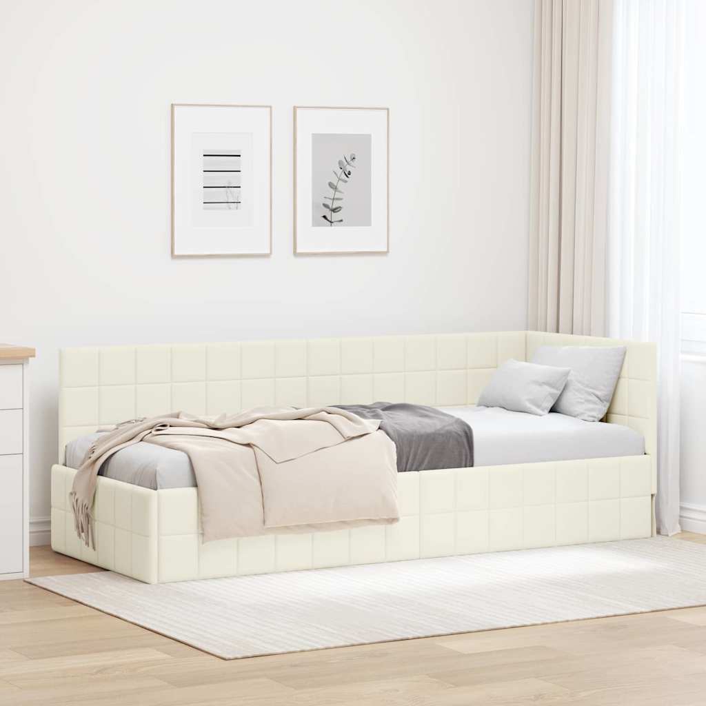 vidaXL Rama łóżka narożnego Kremowy 80 cm x 200 cm Aksamit