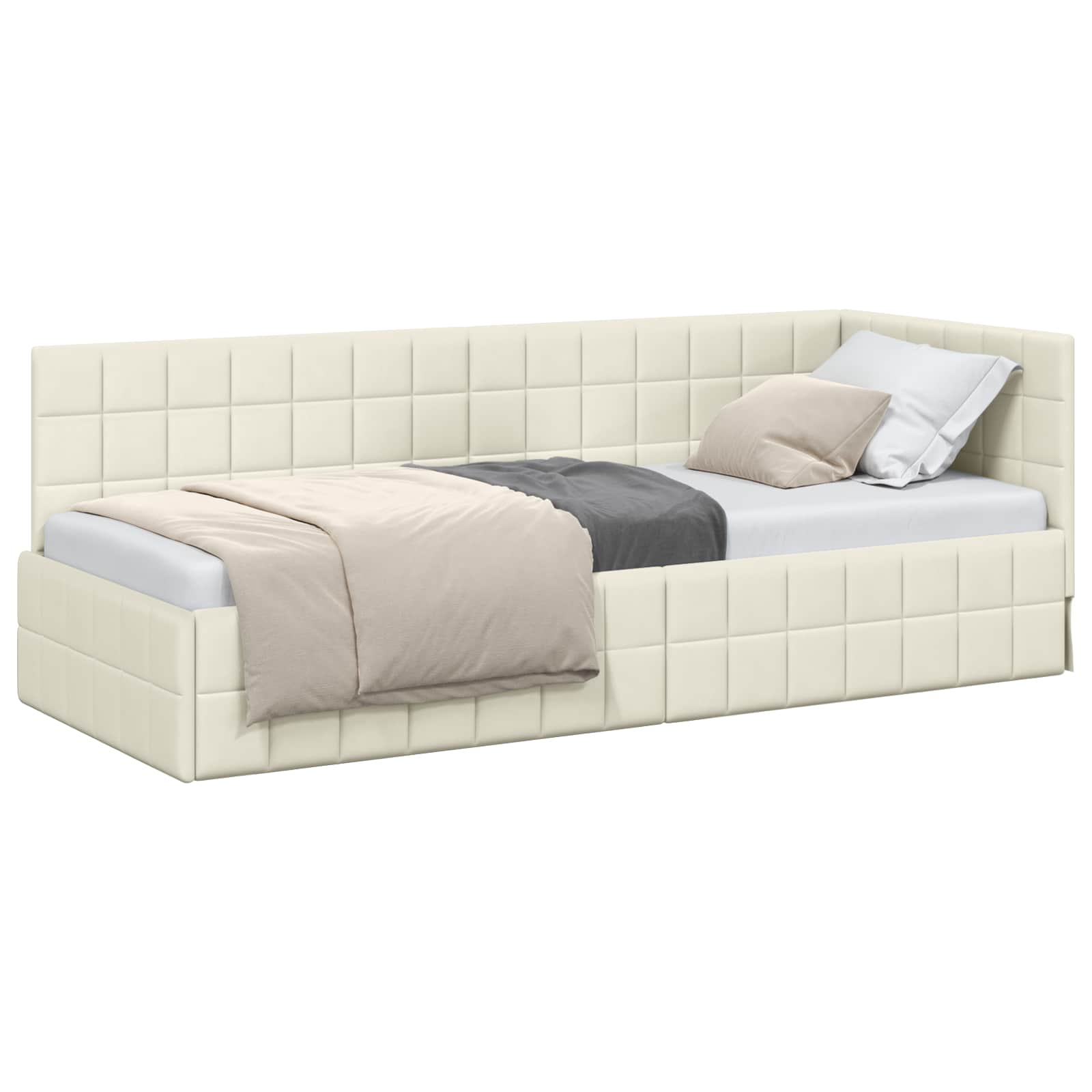 vidaXL Rama łóżka narożnego Kremowy 80 cm x 200 cm Aksamit