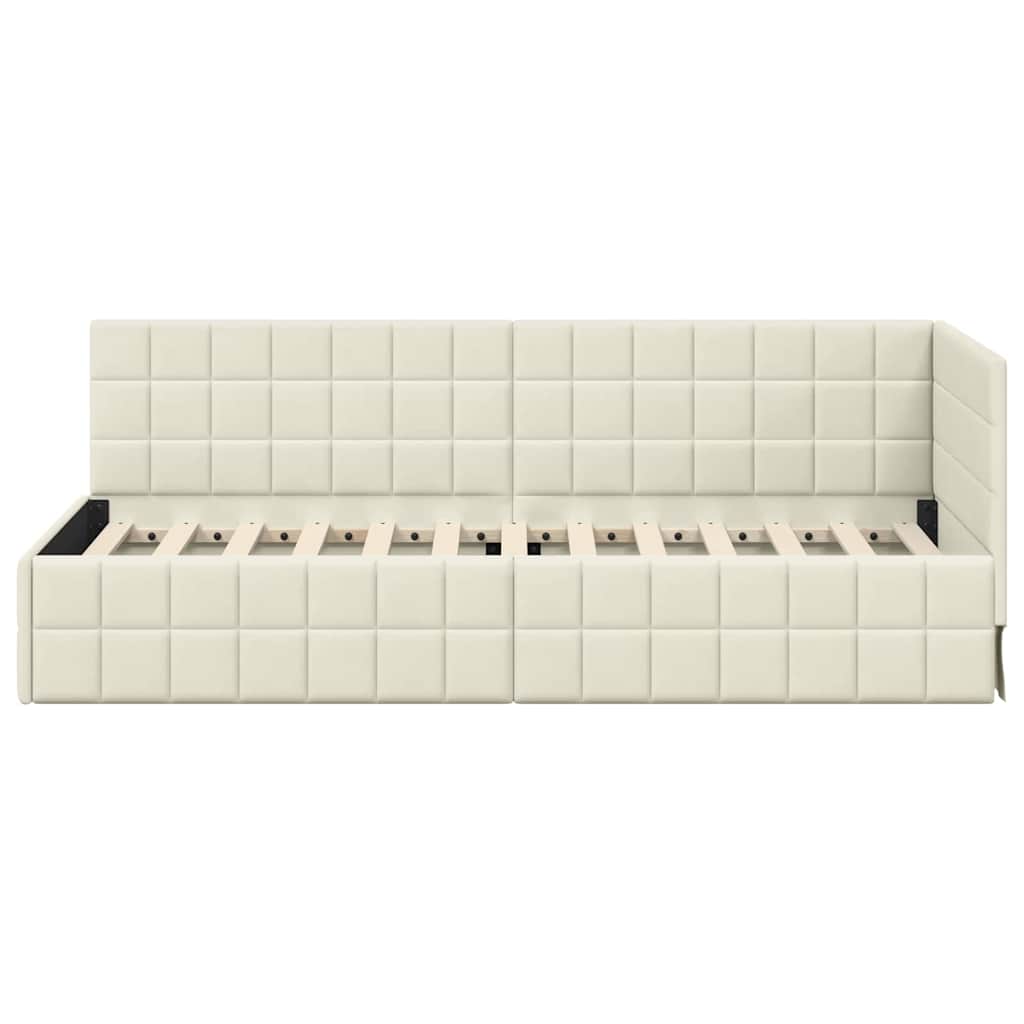 vidaXL Rama łóżka narożnego Kremowy 80 cm x 200 cm Aksamit