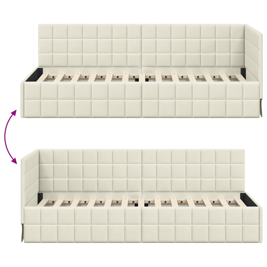 vidaXL Rama łóżka narożnego Kremowy 80 cm x 200 cm Aksamit