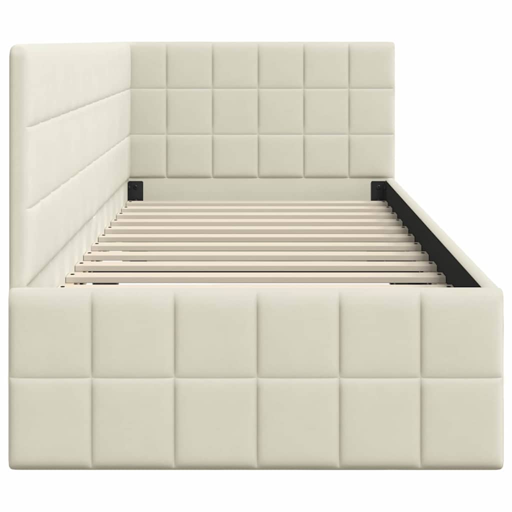vidaXL Rama łóżka narożnego Kremowy 80 cm x 200 cm Aksamit