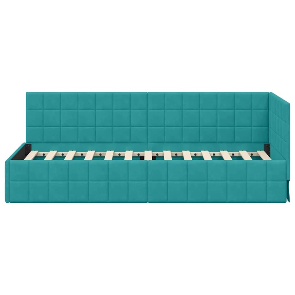 vidaXL Rama łóżka narożnego Turkusowy 80 cm x 200 cm Aksamit