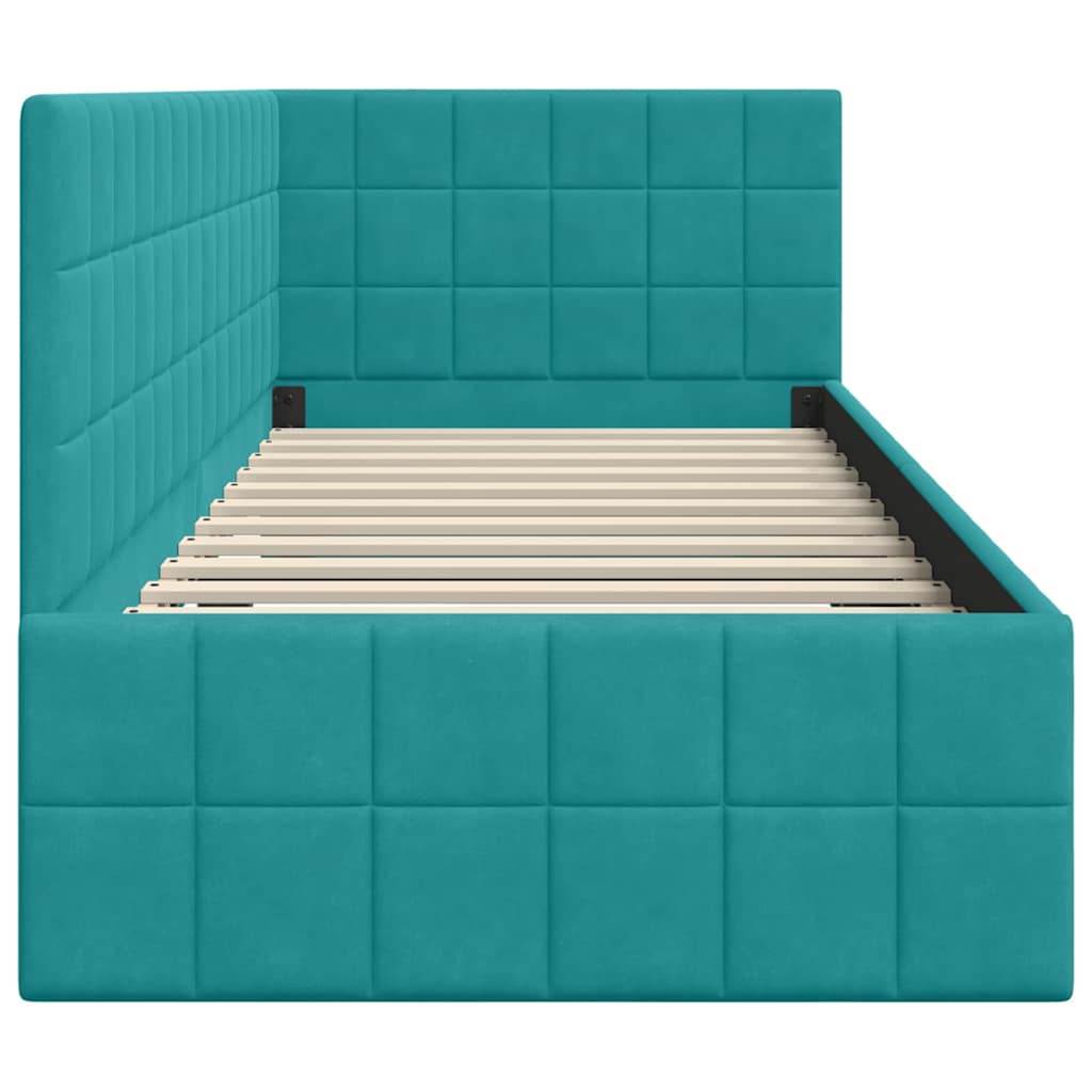 vidaXL Rama łóżka narożnego Turkusowy 80 cm x 200 cm Aksamit