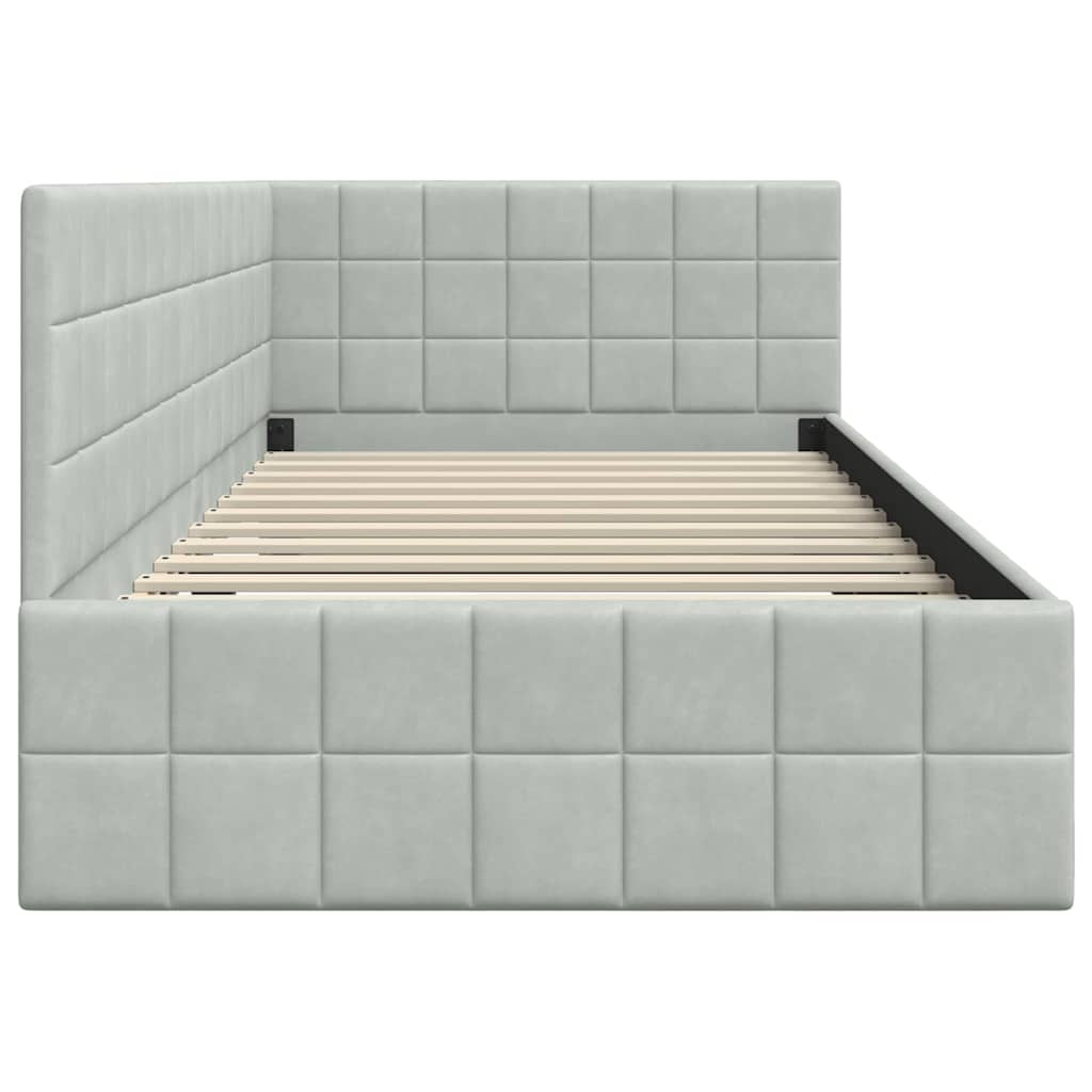vidaXL Rama łóżka narożnego Jasnoszary 100 cm x 200 cm Aksamit