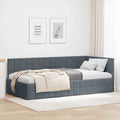 vidaXL Rama łóżka narożnego Ciemnoszary 100 cm x 200 cm Aksamit