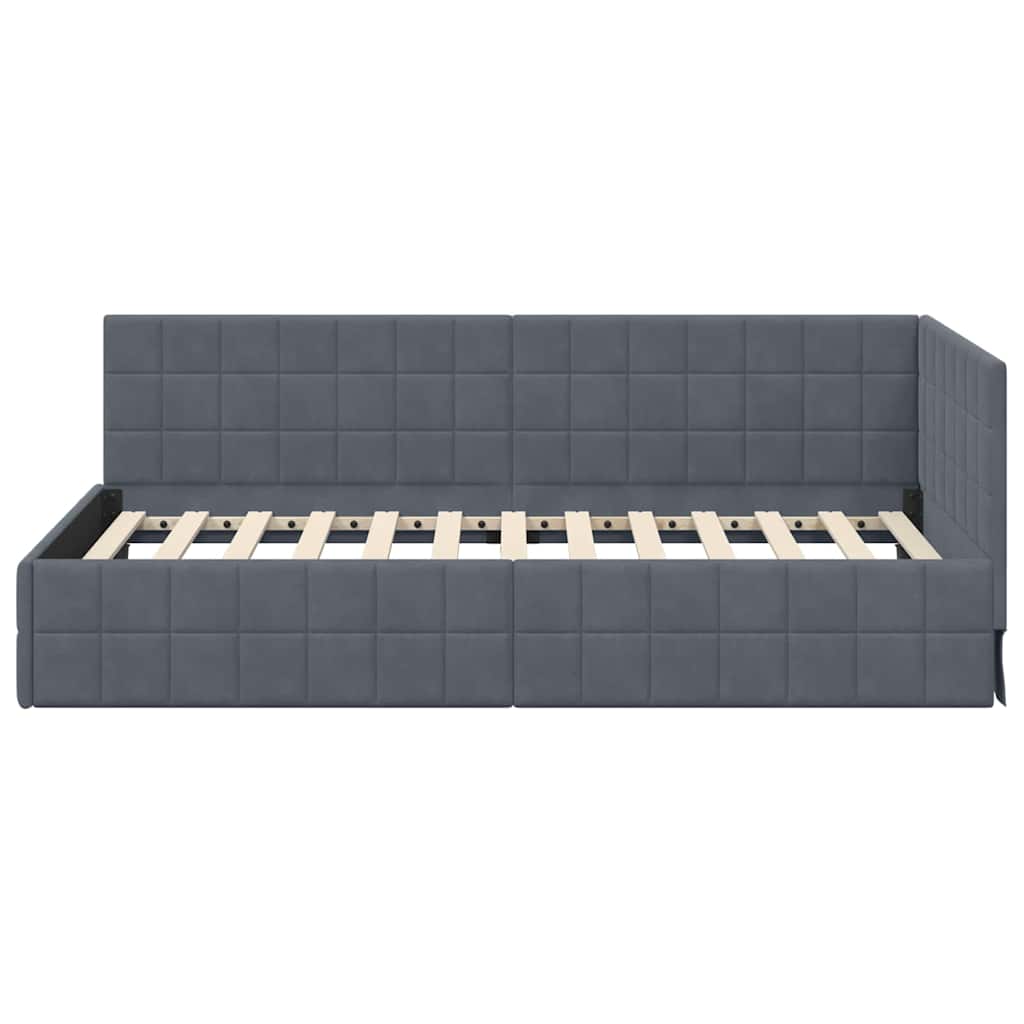 vidaXL Rama łóżka narożnego Ciemnoszary 100 cm x 200 cm Aksamit
