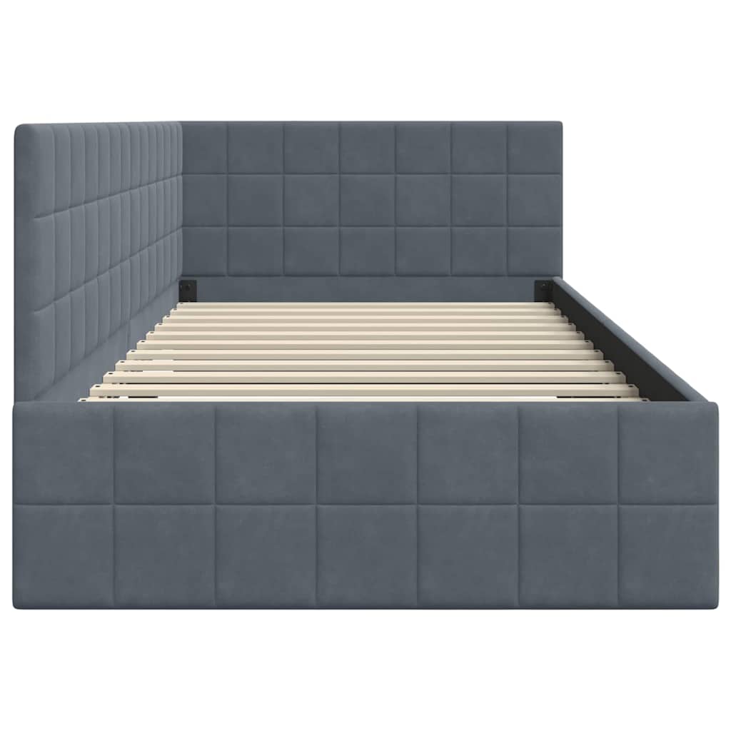 vidaXL Rama łóżka narożnego Ciemnoszary 100 cm x 200 cm Aksamit