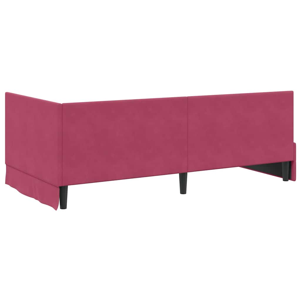 vidaXL Rama łóżka narożnego Czerwone wino 100 cm x 200 cm Aksamit