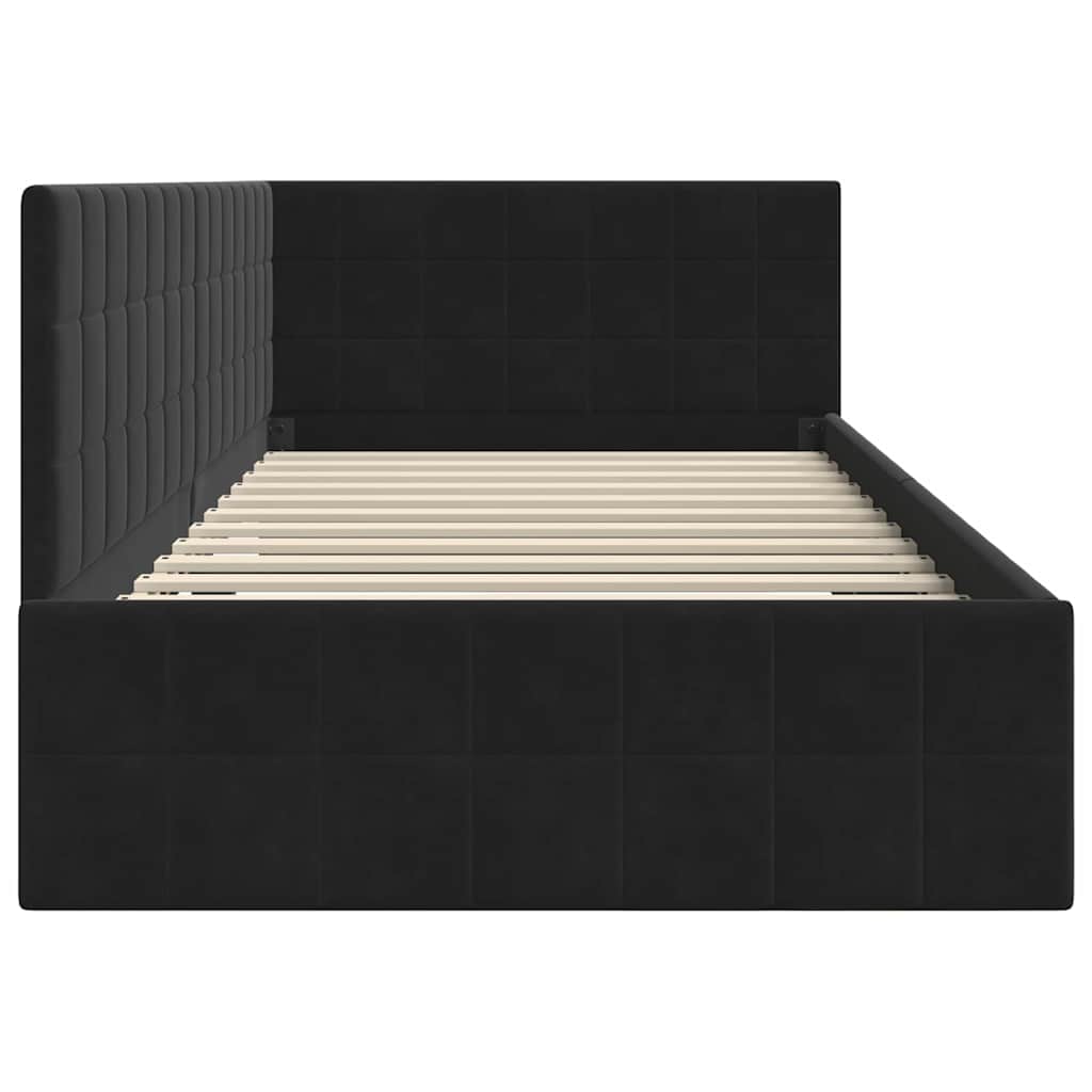vidaXL Rama łóżka narożnego Czarny 100 cm x 200 cm Aksamit