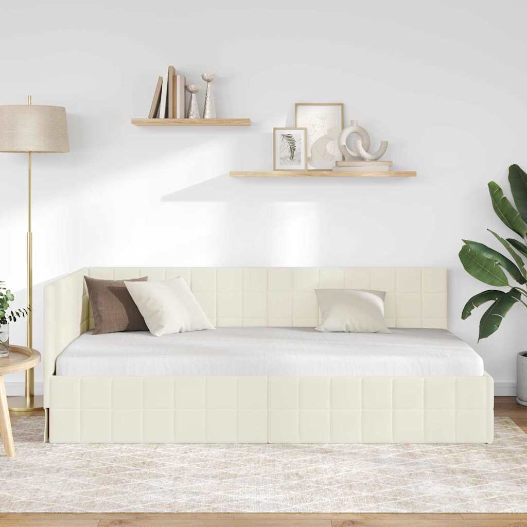 vidaXL Rama łóżka narożnego Kremowy 100 cm x 200 cm Aksamit