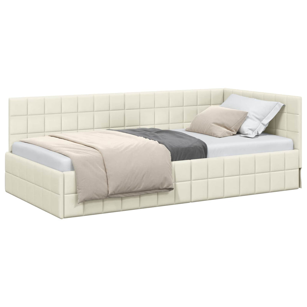 vidaXL Rama łóżka narożnego Kremowy 100 cm x 200 cm Aksamit