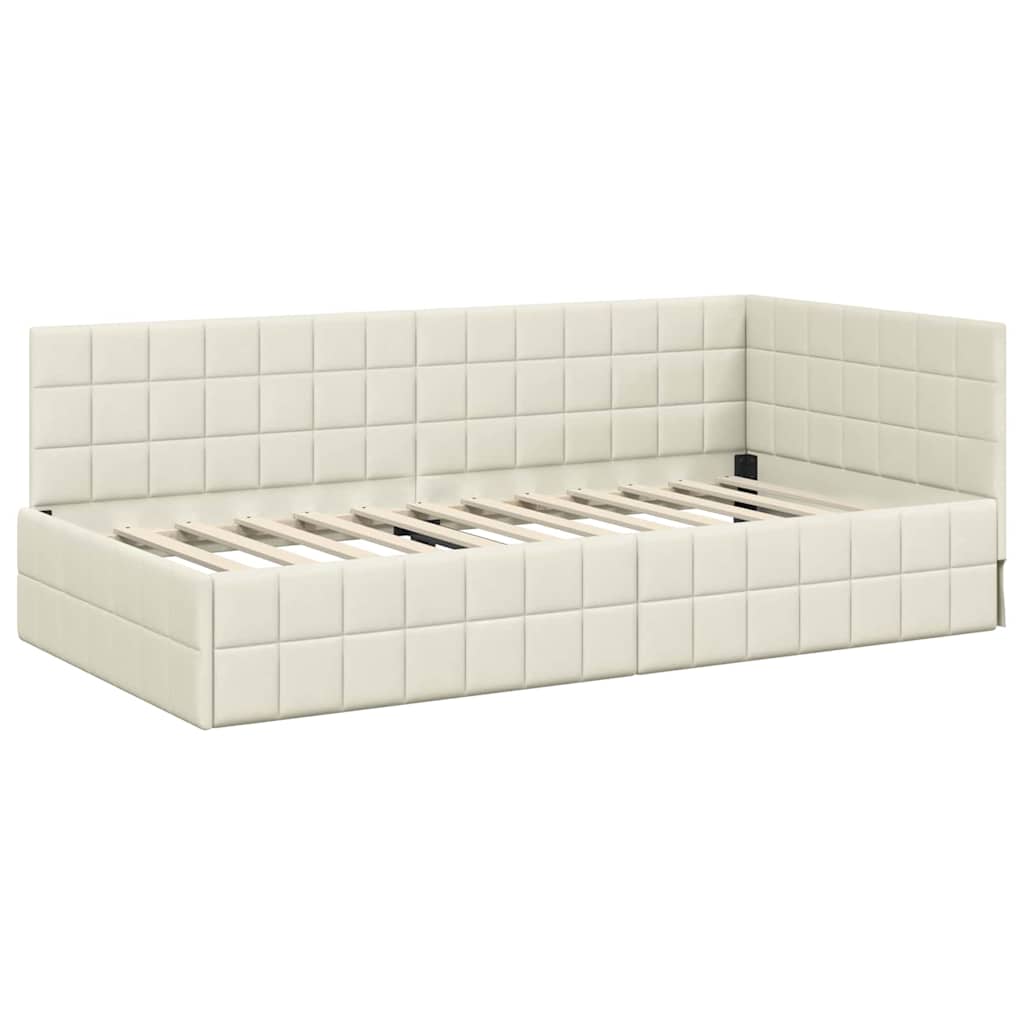 vidaXL Rama łóżka narożnego Kremowy 100 cm x 200 cm Aksamit