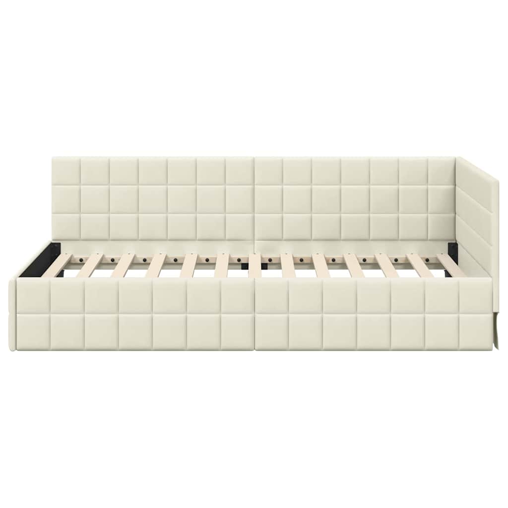 vidaXL Rama łóżka narożnego Kremowy 100 cm x 200 cm Aksamit