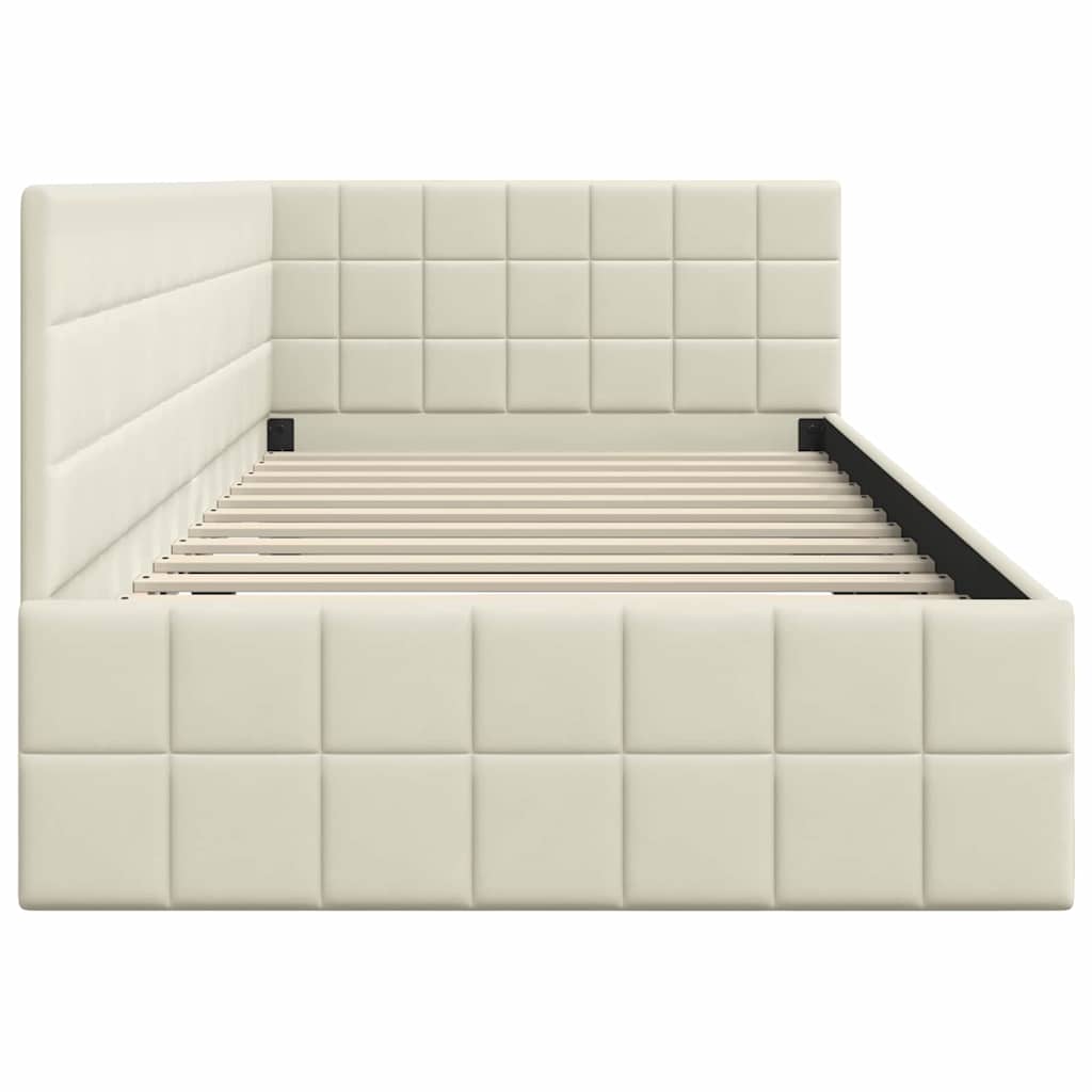 vidaXL Rama łóżka narożnego Kremowy 100 cm x 200 cm Aksamit