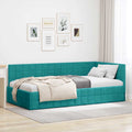 vidaXL Rama łóżka narożnego Turkusowy 100 cm x 200 cm Aksamit